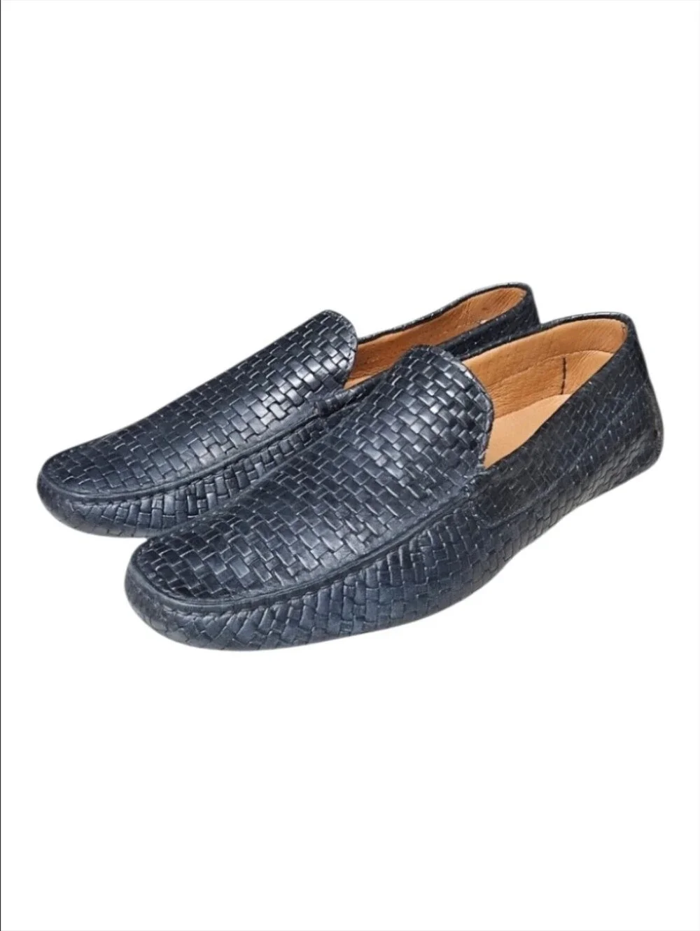 AQUATALIA | Bruce Black Woven Leather Driving Loafers Men's 13 Made in Italy